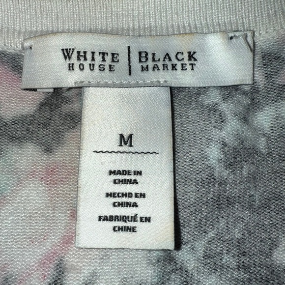 White House Black Market Floral Knit Snap Front 3/4 Sleeve Cardigan Size Medium - Picture 7 of 7